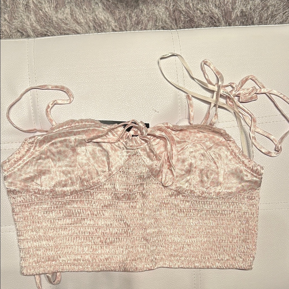 Forever 21 Light Pink Ruched Crop Top